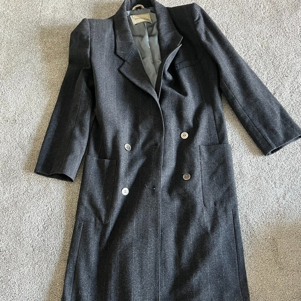 Saks Fifth Avenue Long Wool Trench Coat - Picture 4 of 8
